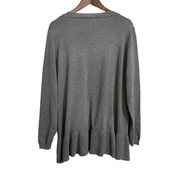 Lane Bryant Womens NWT Gray Ruffle Trim Faux Wrap Round Neck Sweater 18/20 - Picture 8 of 8